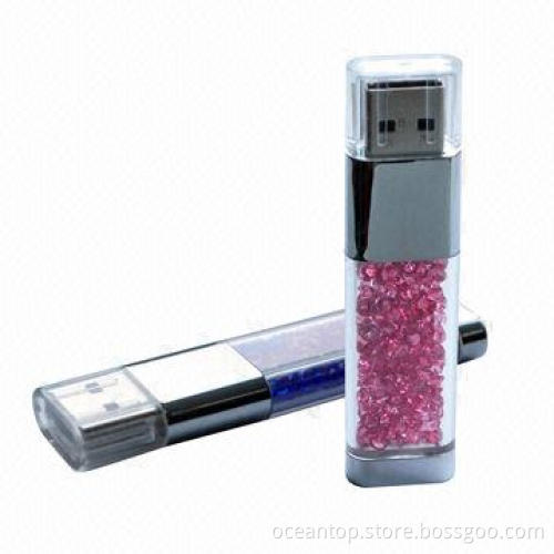 Crystal USB Flash Drive, LED Indicates Power, Read/Write